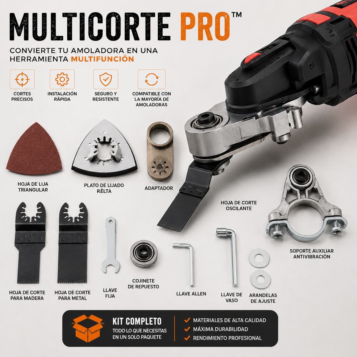 MULTICORTE PRO™ | Adaptador Multifunción 3 en 1 para Amoladora 🪚